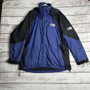 The North Face Gore Tex Jacket Men's Large Full Zip Blue Roll‎ Up Hoodie